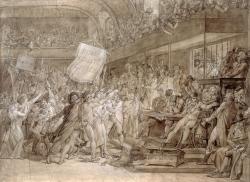 Après le massacre des suisses et la prise du palais des Tuileries, les insurgés envahissent la salle du Manège des Tuileries, où siège l’Assemblée législative. 