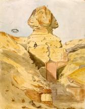 Le Grand sphinx, de face et les excavations