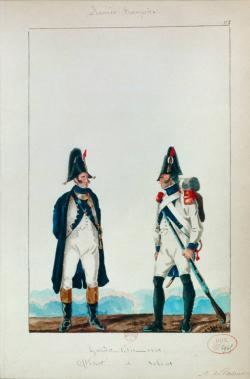 COSTUMES DE GARDES-CÔTES, OFFICIER ET SOLDAT.