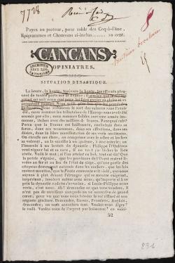 Plus de soixante-dix Cancans du pamphlétaire légitimiste Bérard poursuivent Louis-Philippe de leurs critiques acérées et connaissent un énorme succès entre 1831 et 1834,