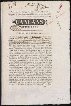 Plus de soixante-dix Cancans du pamphlétaire légitimiste Bérard poursuivent Louis-Philippe de leurs critiques acérées et connaissent un énorme succès entre 1831 et 1834,