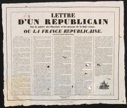 Des placards anonymes, comme celui-ci, signé « R. » et agrémenté d’une vignette d’inspiration républicaine, exposent les causes structurelles des injustices et malheurs de l’époque