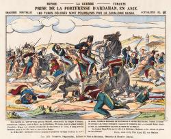 Dans Prise de la forteresse d’Ardahan, en Asie, les cavaliers russes semblent déferler du fond de l’horizon.
