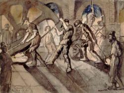 Le dessin s’intéresse à la musculature des « hommes forts » qui effectuaient des tâches très « physiques