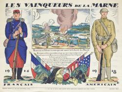 un poilu et un soldat américain encadre la bataille de la Marne