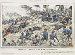 troupes coloniales prenant victorieusement d’assaut une batterie d’artillerie de campagne prussienne