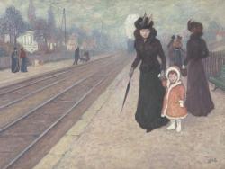 Gare de Banlieue, jeune femme avec sa fille sur le quai