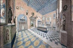 salle du XVIe siècle, où, sont rassemblés le tombeau de Louis XII et d’Anne de Bretagne, les plafonds sont décorés d’arabesques, de salamandres, de chiffres enlacés et de devises,
