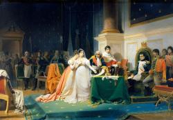 Dans le discours où il expliqua les raisons de ce divorce, Napoléon évoqua surtout « l’intérêt et le besoin de ses peuples qui veulent qu’il laisse à des enfants, ce trône où la Providence l’a placé »