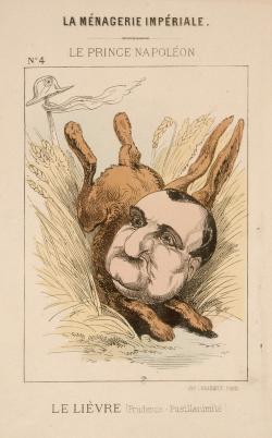 Le prince Napoléon, son frère, a l’apparence d’un lièvre apeuré – longues oreilles dressées, yeux écarquillés – qui détale dans un champ de blé. 