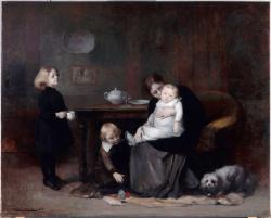 femmes avec ses trois enfants