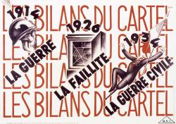 La tête de mort coiffée du casque des poilus de la Grande Guerre, les coffres vides de la France après la brève expérience du Cartel des gauches (1924-1926), la référence à la manifestation du 6 février 1934, illustrent parfaitement le propos écrit.