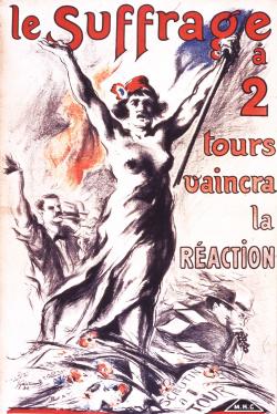 La seconde affiche souligne la permanence et la vigueur, même après soixante ans de république, de la fracture entre progressistes et conservateurs, entre « révolution » et « réaction »