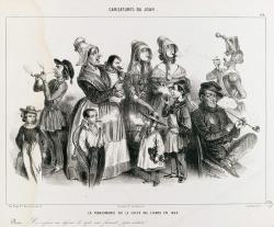 Le dessin représente une famille de la petite bourgeoisie – un couple et ses huit enfants.