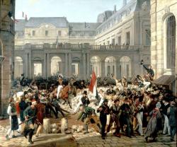 Louis-Philippe, duc d'Orléans, quitte le Palais Royal pour se rendre à l'hôtel de ville de Paris. Horace VERNET, ou Emile-Jean-Horace VERNET (1789 - 1863)