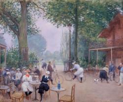 au bois de Boulogne, femmes avec vélo