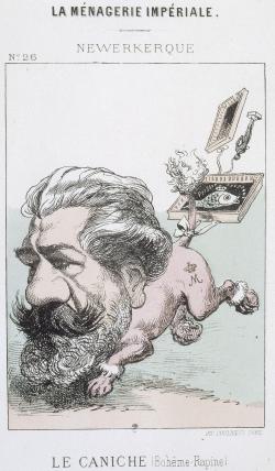 caricature d'un homme barbu rose en caniche