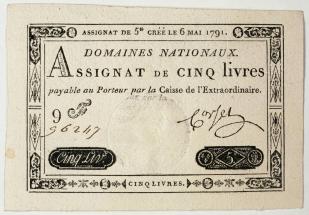 Assignat de cinq livres.