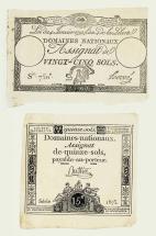 Assignats de vingt-cinq et de quinze sols.