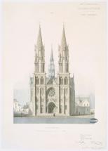 Projet d'achèvement de la cathédrale de Moulins (Allier) : élévation de la façade principale