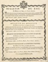 Bulletin de santé de la vaccination de Louis XVI, du comte de Provence, du comte d'artois et de la comtesse d'artois