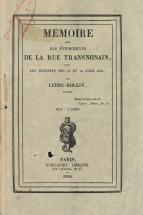 Mémoire sur les événements de la rue Transnonain, par Ledru-Rollin.