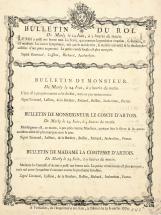 Bulletin de santé de la vaccination de Louis XVI, du comte de Provence, du comte d'artois et de la comtesse d'artois