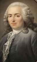 Portrait d'un homme en buste, habillé de gris perruqué