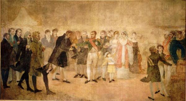 Napoléon I<sup>er</sup> visite le Salon du Louvre et distribue aux artistes des croix de la Légion d'honneur