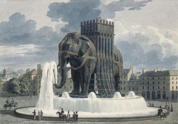 Dernier projet de la fontaine de l'éléphant pour la place de la Bastille