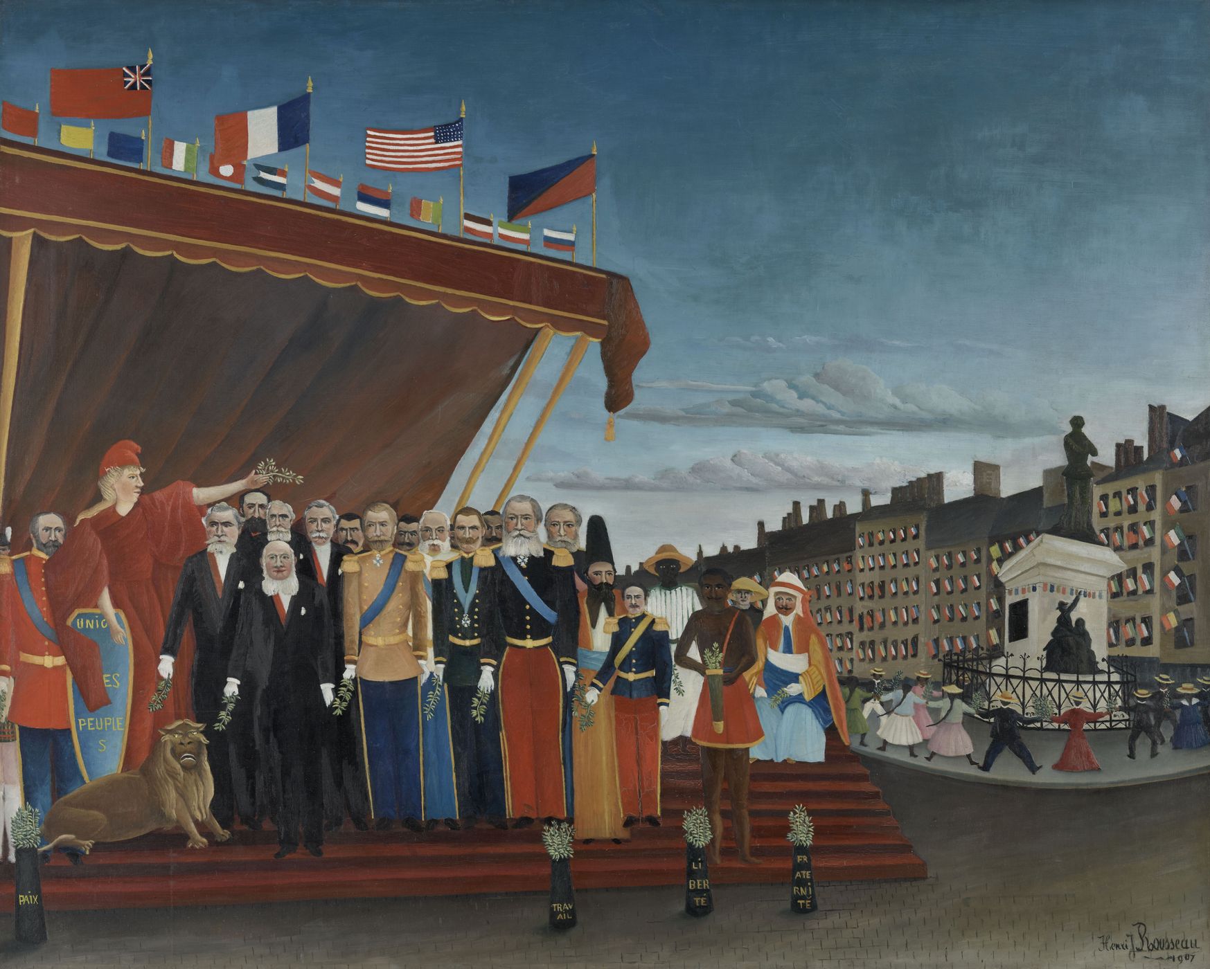 Les représentants des puissances étrangères venant saluer la République en signe de paix. ROUSSEAU dit Le Douanier Rousseau Henri (1844 - 1910)