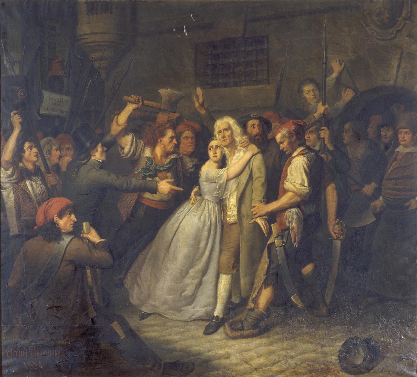 Elisabeth de Cazotte sauve la vie de son père à la prison de l’Abbaye. (23 septembre 1792) Claude-Noël THÉVENIN (1800 - 1849)