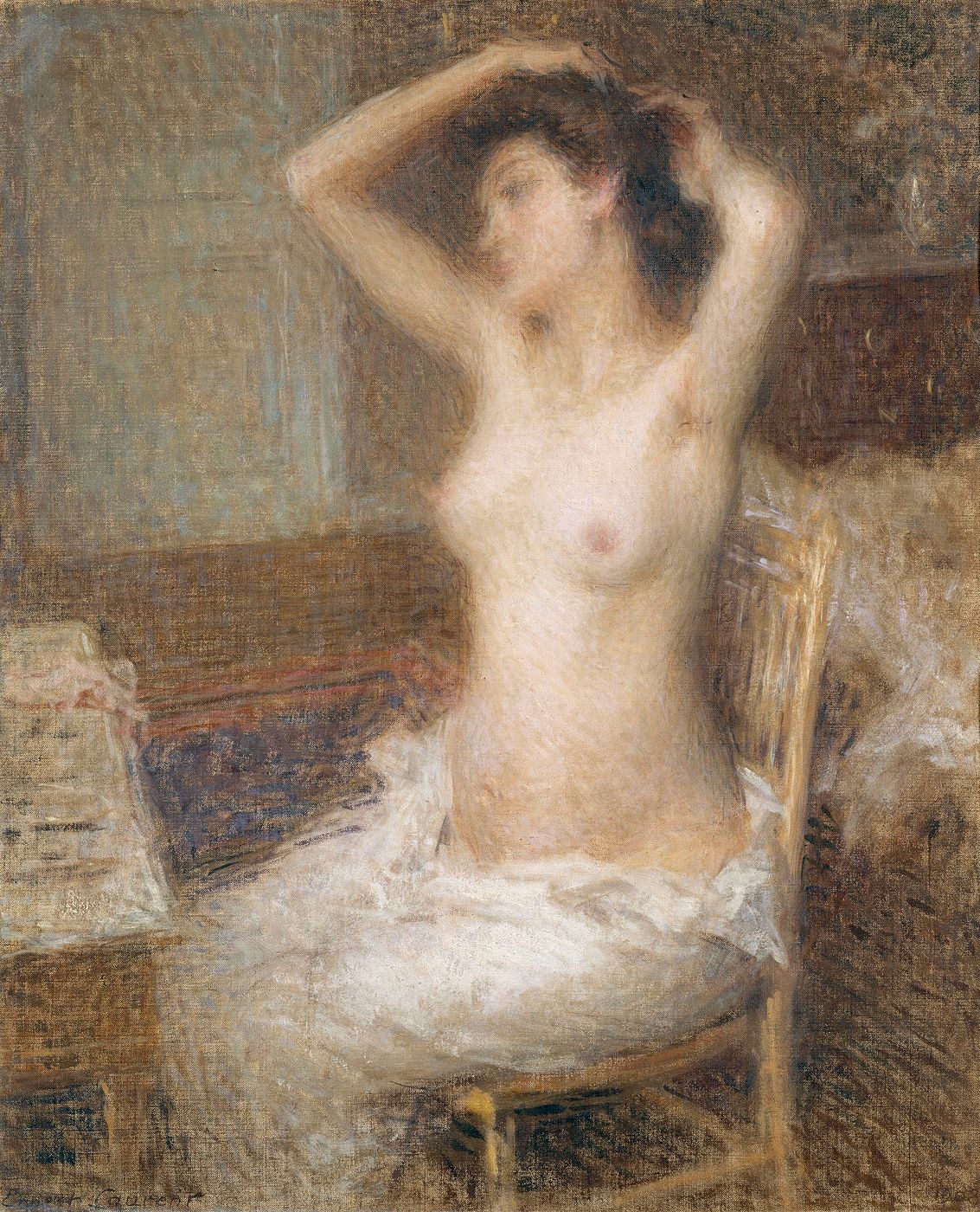Femme à sa toilette. LAURENT Ernest Joseph (1859 - 1929)